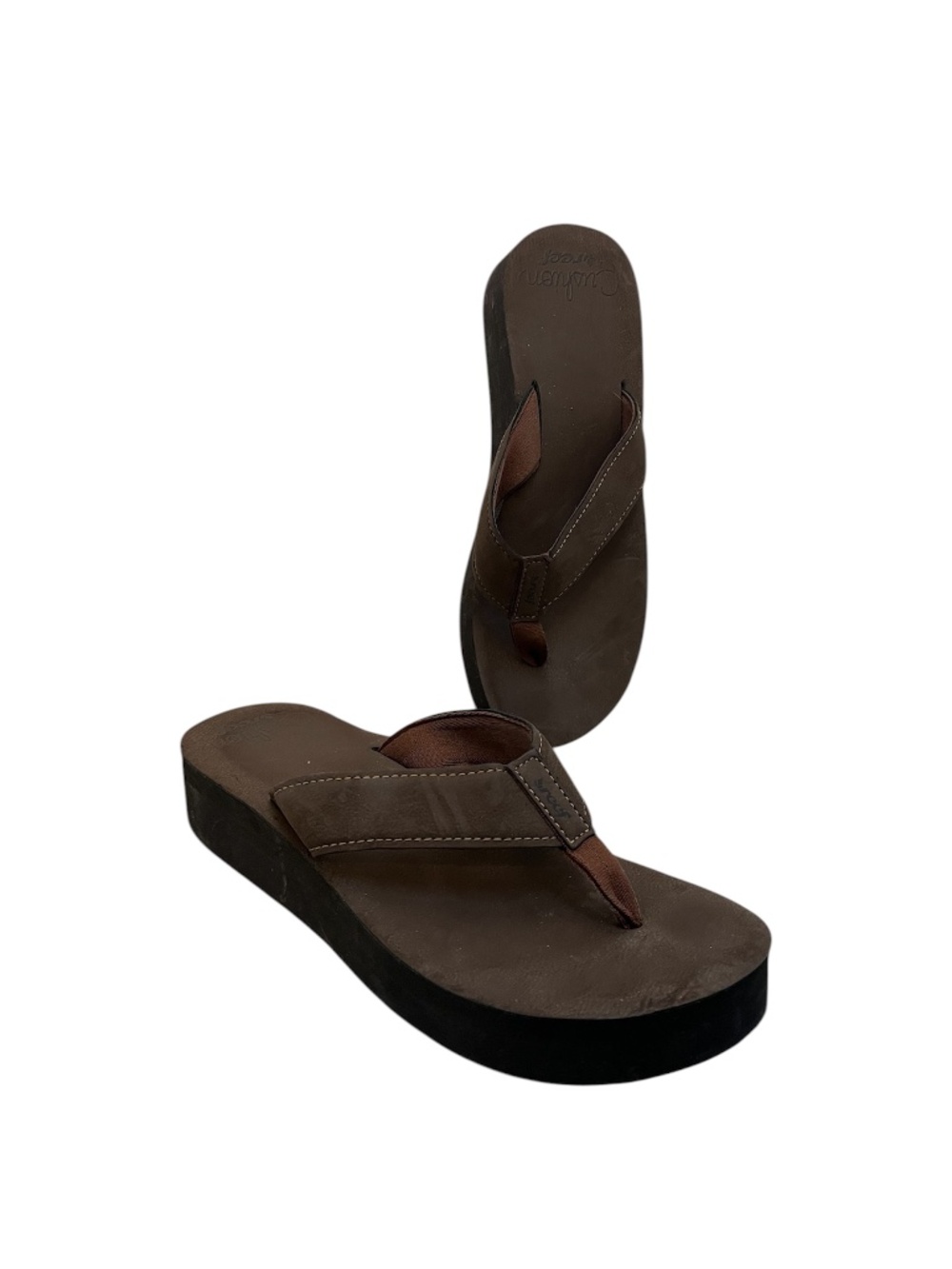 Brown Leather Platform Reefs Size 9